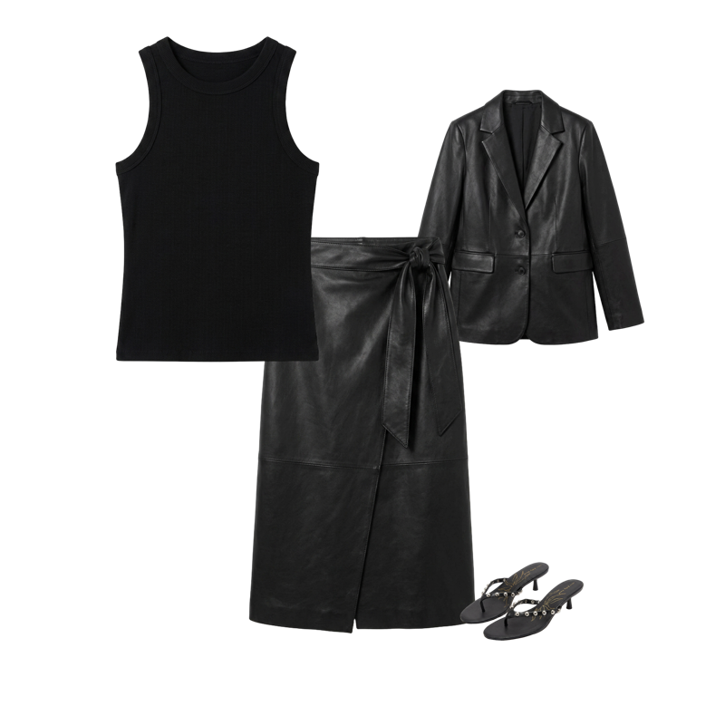 never fully dressed leather wrap skirt Black Jaspre flowy maxi dress women