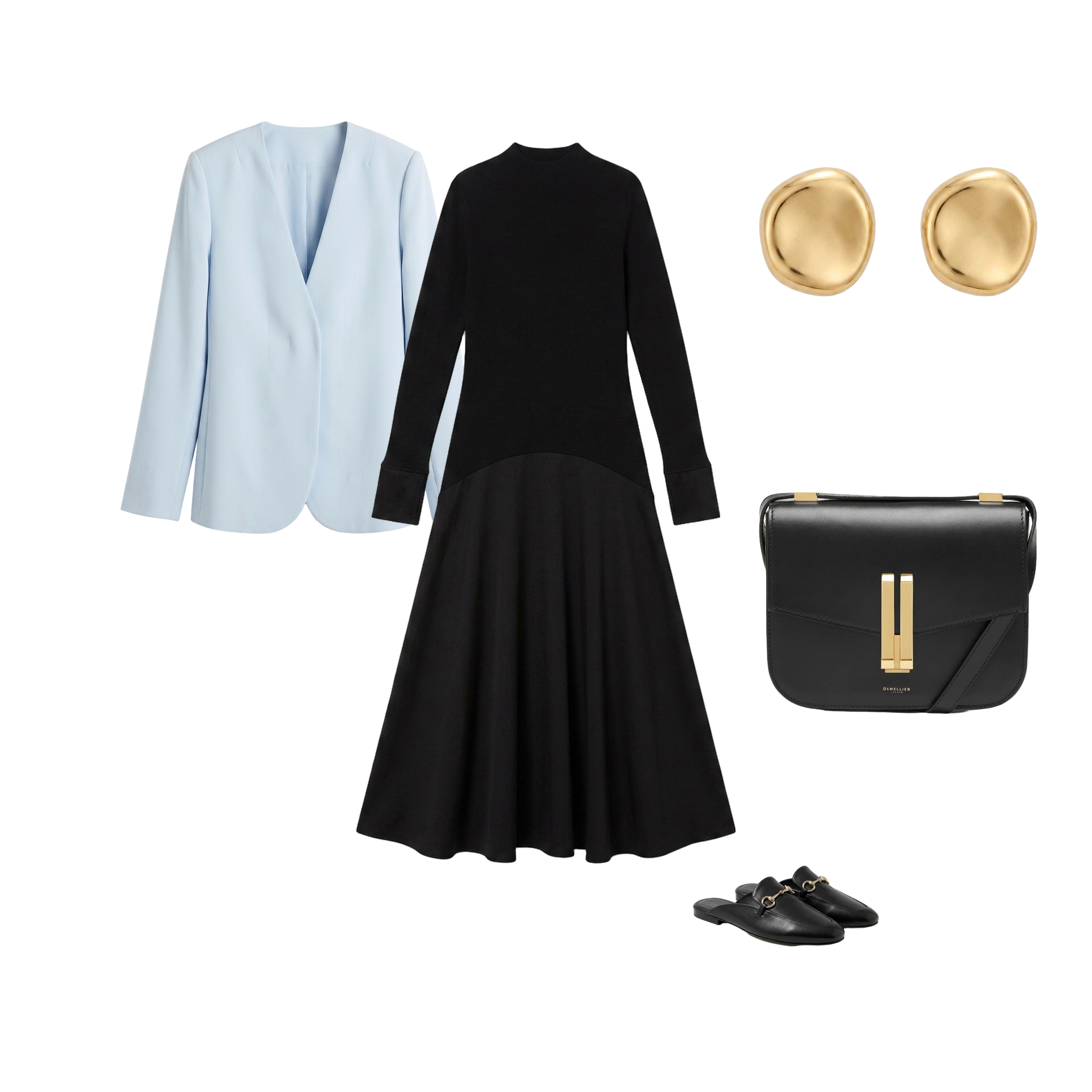 florere hybrid knit satin midi dress FLORERE black Knit And Woven Mix hybrid Midi Dress Florere