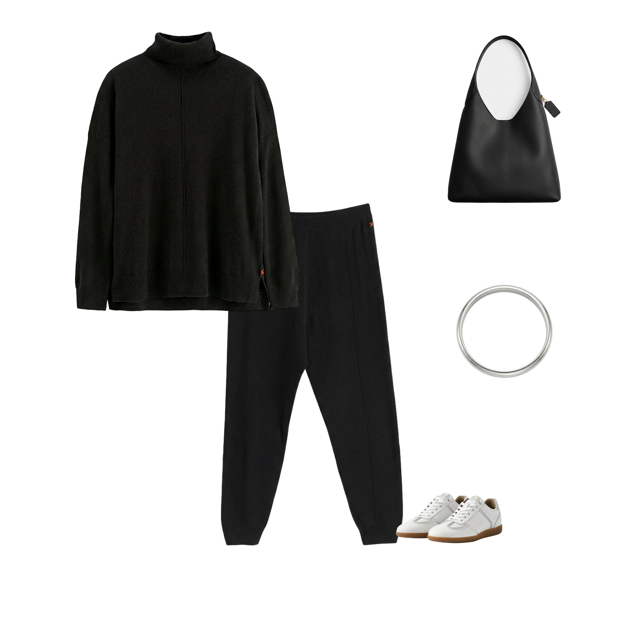 Black Wool-Cashmere Relaxed Rollneck Sweater - Chinti & Parker UK
