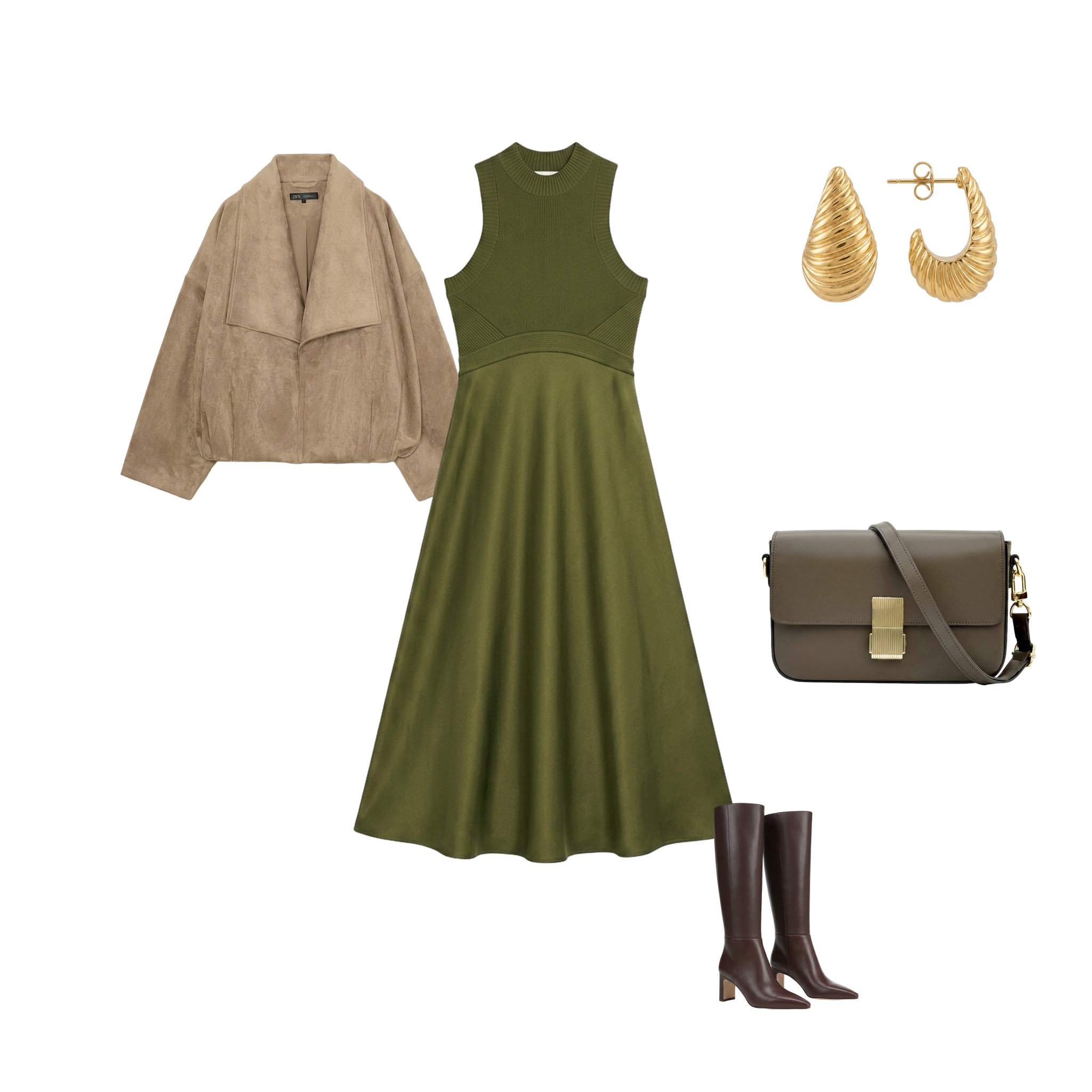 florere florere knitted satin midi dress Knit & Rib Satin Hybrid Midi Dress Florere
