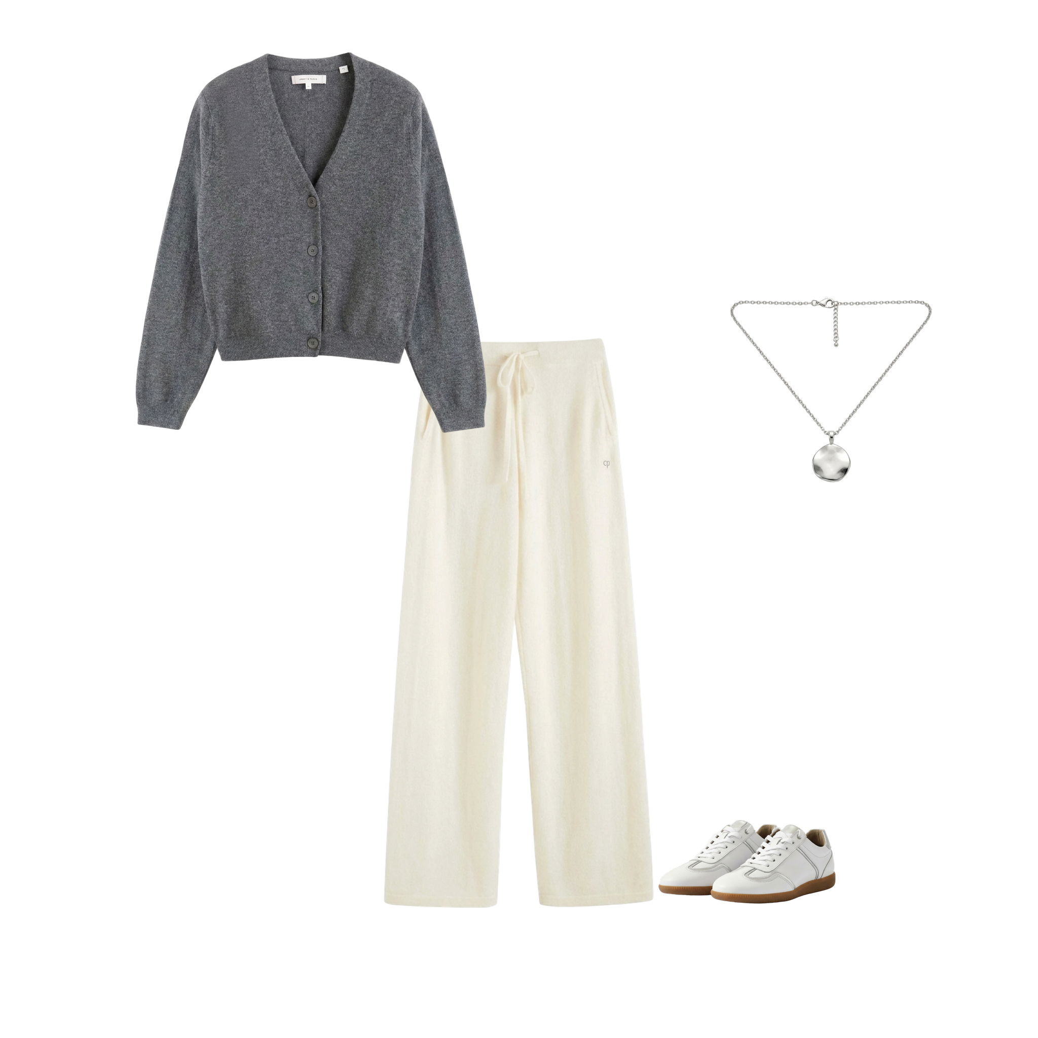 Grey Wool-Cashmere Cropped Cardigan - Chinti & Parker UK